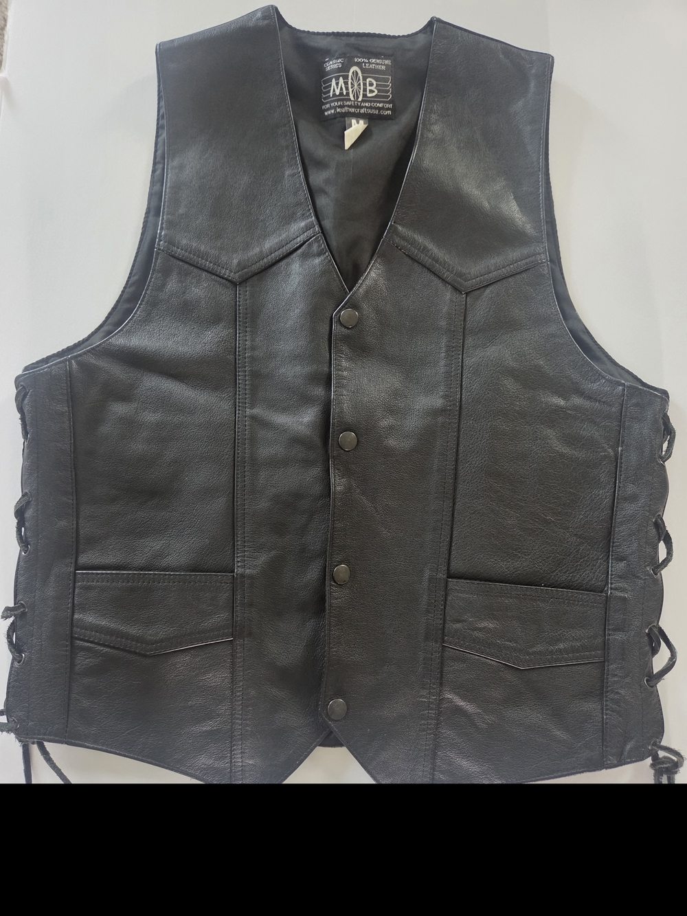 MOB Classic Black Leather Vest for Women